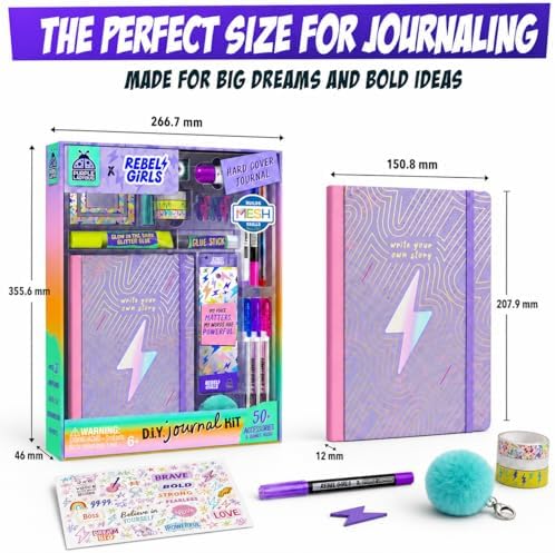 DIY Journal Kit for Girls Ages 8-12, 50+ Accessories, Hard Cover Journal