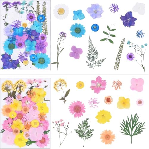 141Pcs Colorful Dried Pressed Flowers for Crafts,Xinxinran Dry Flowers Kit for Resin Molds,Epoxy Resin Accessories,Bookmark,Nails, Jewelry Molds,Candle Making Supplies,Soap,Frame(Mix Color)