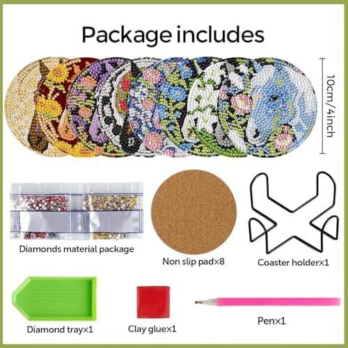 Leatrice Horse Diamond Art Coasters Set Diamond Painting Kits for Adults