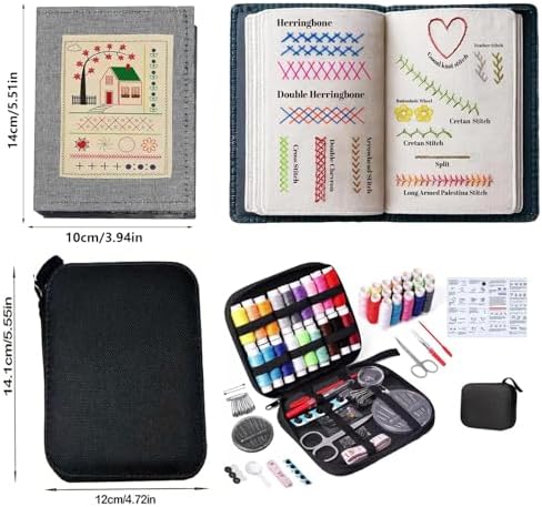 Bluriq 2026New Portable Embroidery Stitch Book Kit,Embroidery Sampler Practice Book DIY Embroidery for Beginners with Instructions Gift for All-Scenario Stitch Guide for Adults & Craft Lovers (1 Set)
