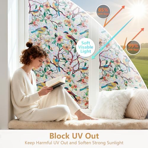 Kromapolis Window Privacy Film, Stained Glass Sticker, 23.6" x 157.4"