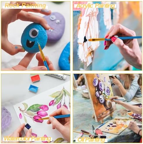 Mini Easels 12 Pack, Small Easels for Painting 24cm/9 Inch, Folding Design, Small Easel with 12 Palettes and 60 Brushes, Suitable for Outdoor Painting Party