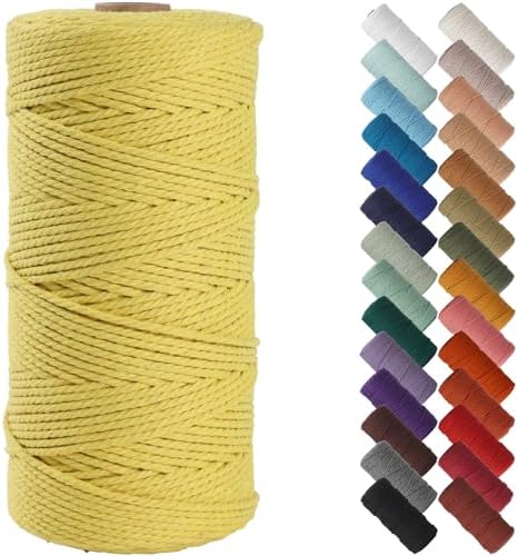 NOANTA Yellow Macrame Cord 2mm x 220yards, Cotton Rope Macrame Yarn