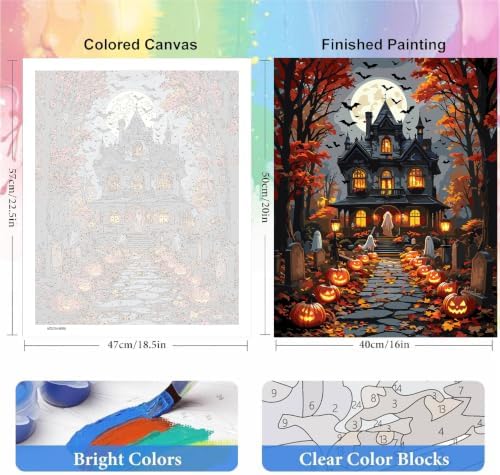 bleihum Halloween Ghost Paint by Numbers Kit for Adults 16x20inch