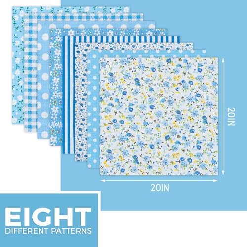 Aubliss 8pcs Fat Quarter Fabric Bundles (100% Cotton - 20'' x 20'')