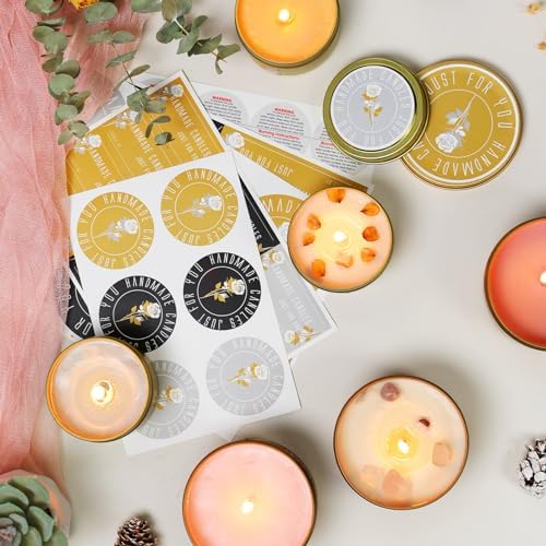 CONNOO 48 Pack - 24pcs 8oz & 24pcs 4oz Matte Gold Candle Tins with Lids