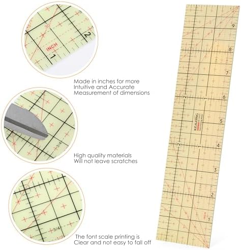 Hot Hem Ruler, 10x2.5inch Rectangular Ironing Ruler, Heat Resistant, Non-Slip, Sewing Tools for Quilting, Patchwork, DIY Craft Supplies