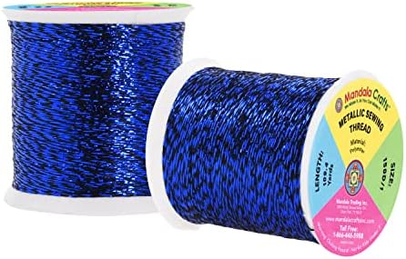 Mandala Crafts Metallic Blue Embroidery Floss for Sewing, 218 Yard Spool