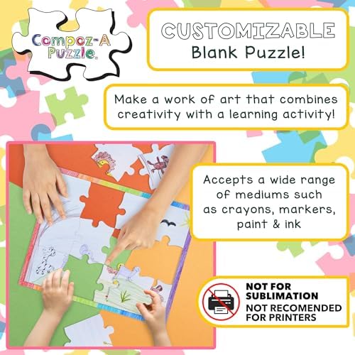 Hygloss 12 Blank Jigsaw Puzzles– 4 x 5.5 Inch, 9 Pieces Each – DYI Party Invites, Perfect for Decorating, Kids' Activities, Arts & Crafts or Party Favors - Puzzle Pieces to Draw On for Crafts