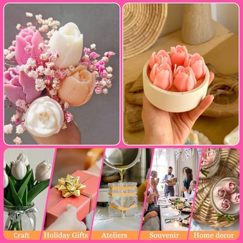 3 PCS 3D Tulip Silicone Molds for Candle Resin Soap Making Crafts