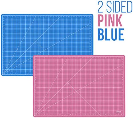 U.S. Art Supply 24"x36" Self-Healing Cutting Mat 5-Ply Pink/Blue