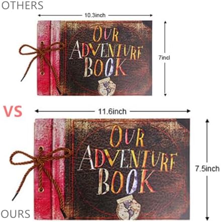 Our Adventure Book Handcrafted 11.92 x 7.62" Scrapbook, Color cover,Embossed Lettering, Inspired by 'Up', Ideal for Photos, Gift for Couples Anniversary, Weddings, Travelling, Birthday, Christmas