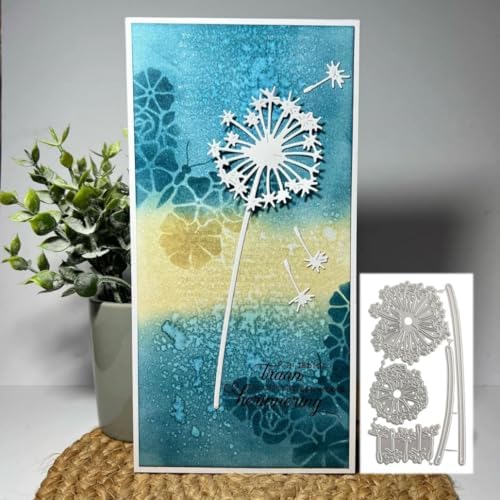 Scrapbooking Die-Cuts, Layer Frame Net Set Metal Cutting Dies for Card Making, Paper Craft Template, Background Embossing Stencils, DIY Album Décor (Dandelion-6.9x12.9cm)