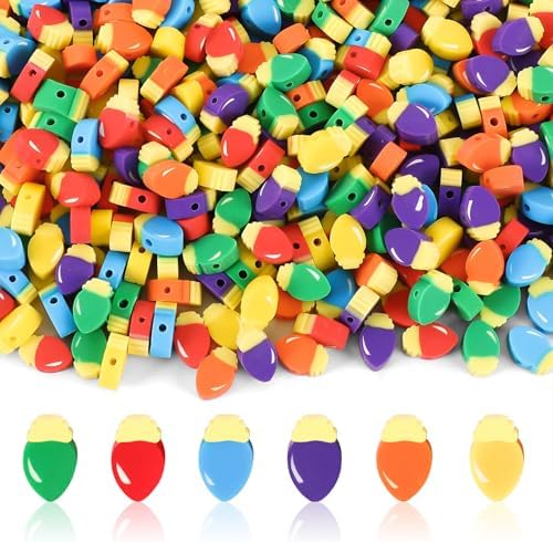 300Pcs Christmas Bulbs Polymer Clay Beads for Jewelry Making
