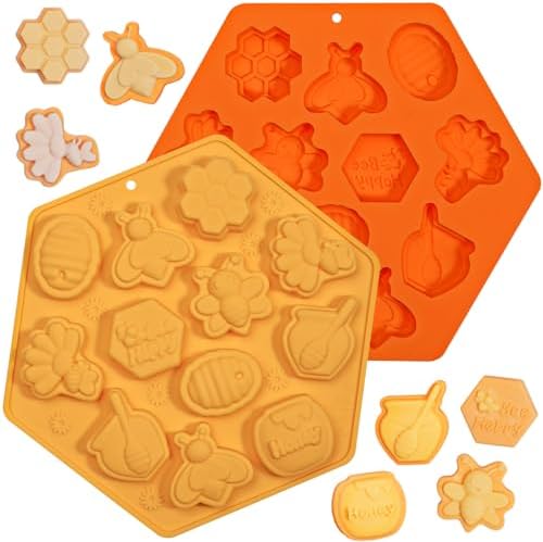 Webake Bee Soap Mold for Plaster, Small-Sized Bee Silicone Mold 12-Cavity for Making Homemade Soap, Jello, Chocolate, Wax Melt, Cupcake Decorations, Pack of 2