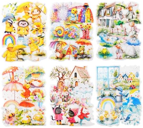 90 Pcs Rainy Day Animal Stickers for Scrapbooking and Journaling
