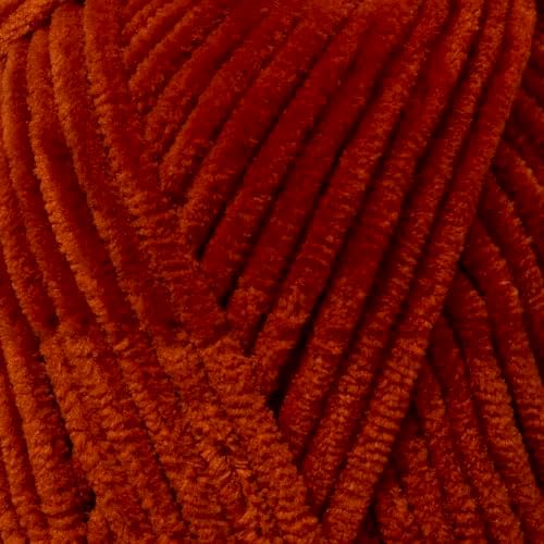 Velvet Lux Chenille Yarn for Crocheting and Knitting, 2 Pack Bulk Chunky Yarn, Super Soft Velvet Yarn for Amigurumi, Baby Blankets & Home Decor — 100g/120yds per Skein (Dark Orange)