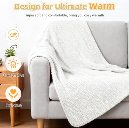 Aeelike Crochet Blanket Kit for Beginners, Easy Soft Crochet Kit, White