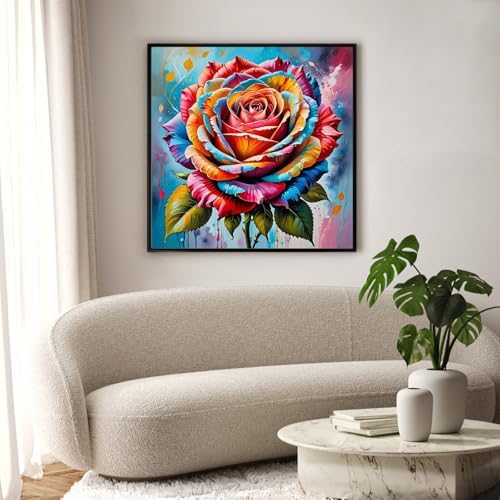 Diamond Art Kits for Adults & Beginners, Colorful Rose Diamond Painting Kit