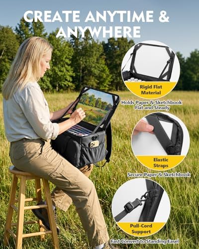 Magicfly Large Art Bag, Waterproof Acrylic Paint Storage with Drawing Easel