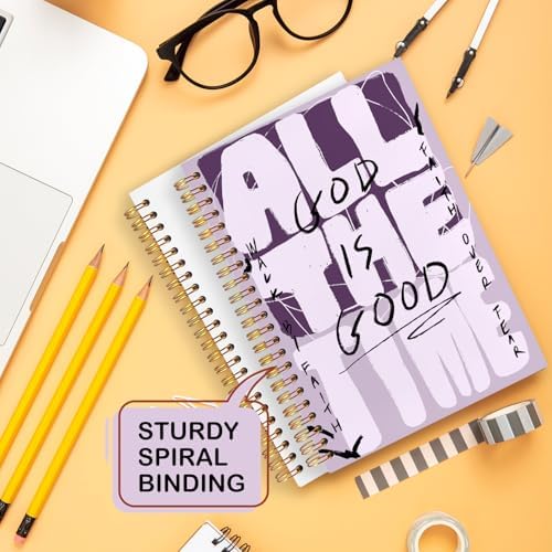 Yhtrg Pink Christian Spiral Notebooks, God Is Good All the Time Bible Journal Notebook, Bible Jesus Notebook for Note Taking, Christian Gifts for Women Men, 5.5x8.3 Inch