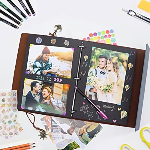 ZEEYUAN Leather Scrapbook Photo Album 60 Pages Vintage Travelling Journal Scrapbook Album DIY Photo Album, World Map Scrap Book Our Adventure Book Memory Photo Book Scrapbook Supplies