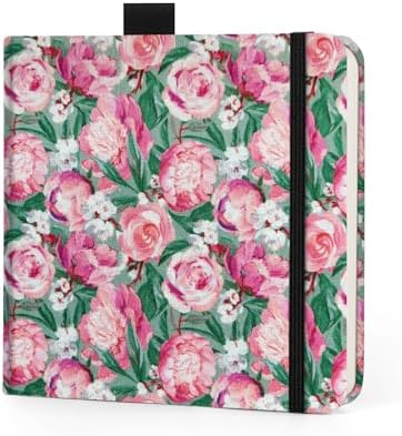Watercolor Art Sketchbook,5 x 5 inches Portable Hardcover Journal Sketchbook,30 Sheets 140lb/300gsm Acid-Free Drawing Paper,Travel Mixed Media Notebook for Beginners Artists,Pink Peony