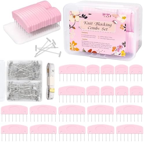 120 Pcs Knit Blocking Combs and Pins Set for Blocking Knitting Crochet