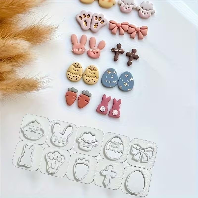 10Pcs Farm Easter Polymer Clay Cutters,