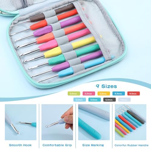 Mayboos 96 Pack Crochet Hooks Set, Ergonomic Crochet Hooks Weave Yarn Kits