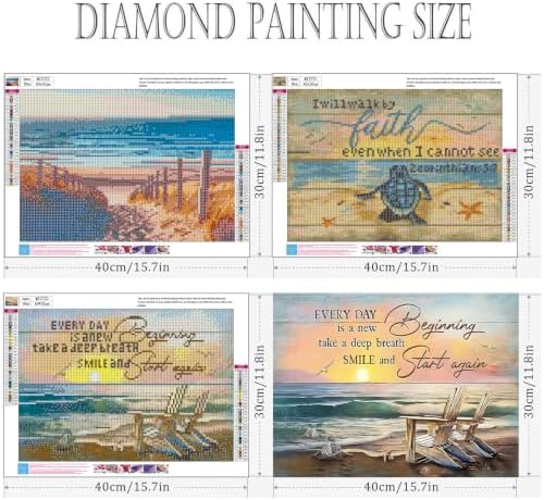 Lophomie 3 Pcs Diamond Art Kits for Adults, 5D Beach Diamond Painting Kits