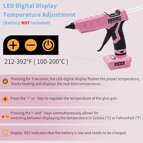 100W Cordless Glue Gun for Dewalt 20V MAX Battery- 20 Full Size Glue Sticks