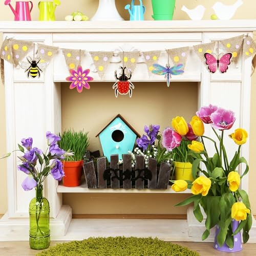 Sophena 80PCS Wooden Spring Ornaments to Paint, 8 Styles DIY Blank Unfinished Wood Insect Cutouts Ornament for Crafts Hanging Decorations, Dragonfly Butterfly Flower Shape Home Decorations Gifts