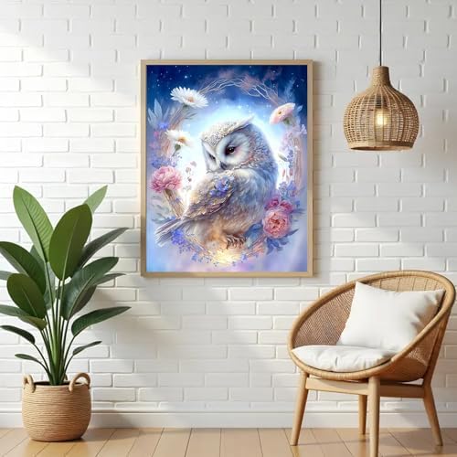 VeGuude Diamond Art Kits for Adults, Full Drill Owl Diamond Painting Kits for Beginners, DIY Full Rhinestone 5D Flower Diamond dots (Gemstone Craft), Home Wall Decoration (12x16 inch)