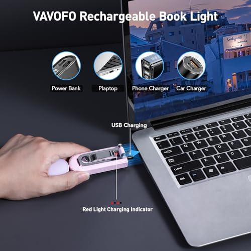 VAVOFO USB Rechargeable Book Light, Bookmark Clip on LED Reading Light