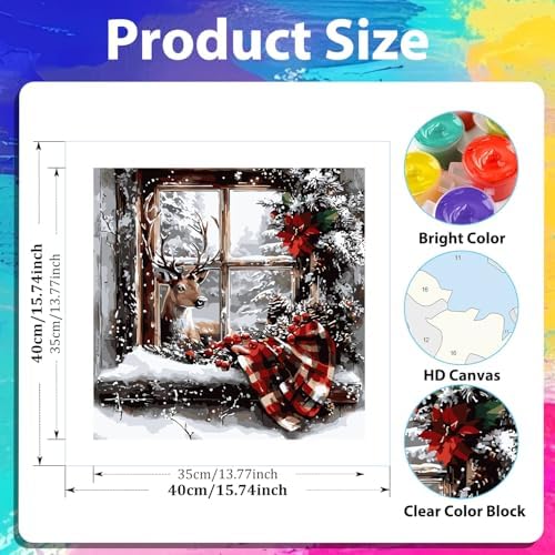 xcemhil Deer Paint by Numbers Kit for Adults, Deer Painting by Numbers, Adult Paint by Number Kits Suitable for Gifts and Interior Decor - 16x20 Inch