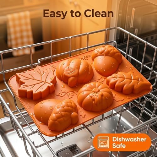 2Pcs Pumpkin Silicone Mold - 3D Fall Silicone Mold Thanksgiving Candy Mold Autumn Maple Leaf Acorn shape Chocolate Mold Soap Candy Cake Pan Baking Molds for Cake Cupcake Decoration
