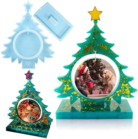 Wehous Resin Molds for Photo Frame, Large Christmas Tree Resin Mold, Picture Frame Silicone Epoxy Casting Mold, Unique Art Christmas Ornament Molds DIY Crafts Gift Table Home Decor