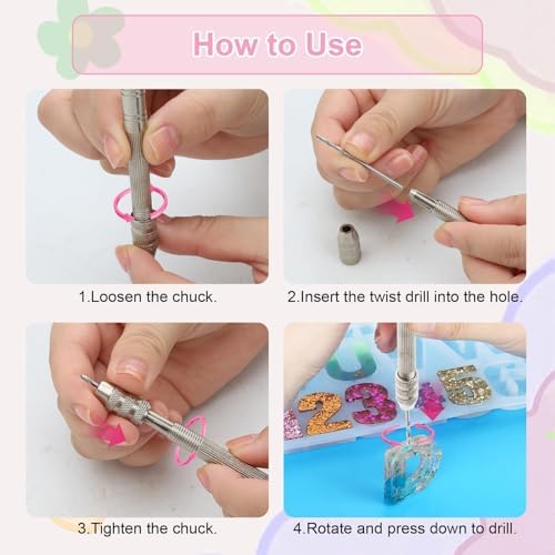 EEEKit Polymer Clay Earring Drill Guides - Pin Vise Hand Drill -12 PCS