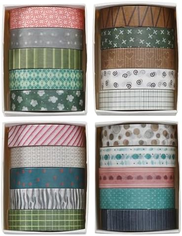 YUBBAEX 20 Rolls Basic Patterns Washi Tape Set Skinny Masking Creative Decorative Tapes, Designer's Selection (Collection 3-Elegance)