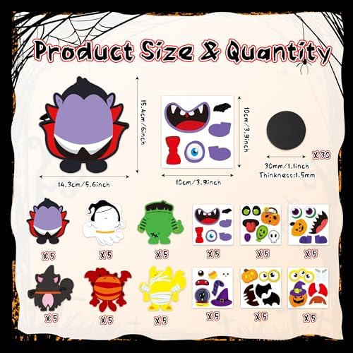 Haooryx DIY Halloween Monster Magnet Craft Make Your Own Halloween Sticker