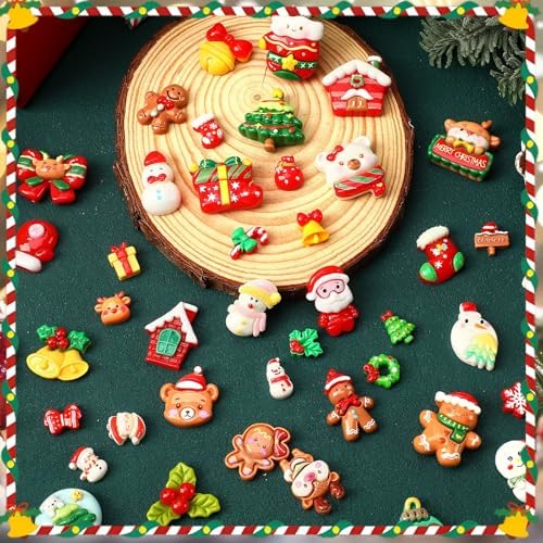 DTOFOOT 60Pcs Christmas Flatback Resin Charms for Slime Crafts Phone Cases