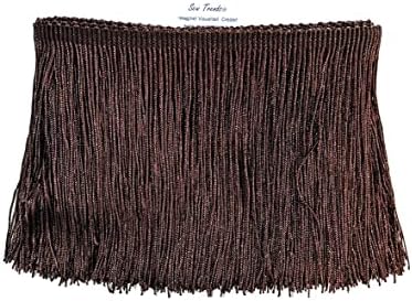 10 Yards of 4" Long Chainette Fringe Thread Yarn Tassel Trim Braid Fringe for Crafts Sewing and Decor-Dark Coffee Brown