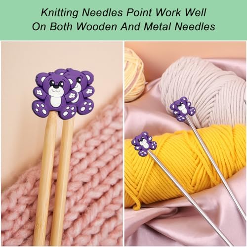 10 pcs Knitting Needle Stoppers Point Protectors Knitting Accessories and Supplies Knitting Tools Knitting Starter kit Beginner for Knitting Gifts (Purple, Size 0-5)