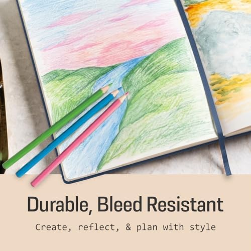 BROWNSTONE JOURNALS A4 Sketch Book Hardcover - 80 Sheets 100 GSM Paper | 8.5" x 11.5", Lay Flat, Vegan Leather Hardcover, Elastic Band, Back Pocket, Art Drawing Book for Adults & Students