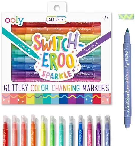 Ooly Switch-Eroo Magic Color Changing Sparkle Markers, Set of 12