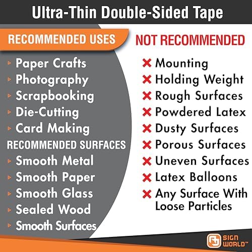 Best 3/8" Ultra-Thin Permanent Double-Sided Tape for Arts, Crafts, Photography, Scrapbooking, Tear-by-Hand, Paper Backing (3/8-Inch by 164-Feet/55 Yards)