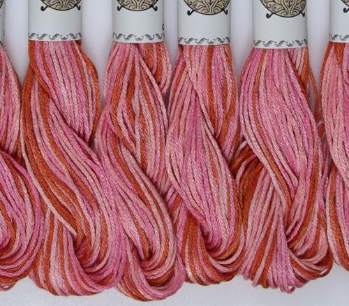 KCS Big skeins of 25 Meters Size 25 Color Variegated Cross Stitch Stranded Threads,6 skeins,4190