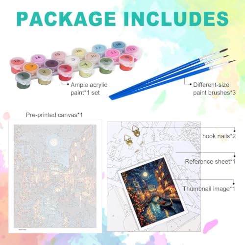 Landscape Paint by Numbers Kit for Adults, DIY Painting Canvas 16x20inch