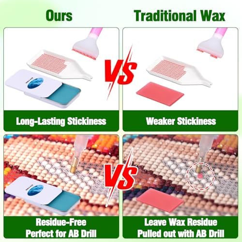 Scented Diamond Painting Wax, Handmade Natural Beeswax for Diamond Art Painting Pen, Long-Lasting Stickiness No Residue Drill Wax with Picker Tool, Diamond Art Accessories and Tools (Ocean)